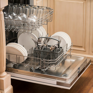 ZLINE 24 in. White Matte Top Control Dishwasher with Stainless Steel Tub and Traditional Style Handle, 52dBa