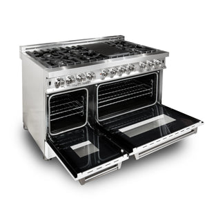 ZLINE 48" 6.0 cu. ft. Dual Fuel Range with Gas Stove and Electric Oven in Stainless Steel and White Matte Door (RA-WM-48)