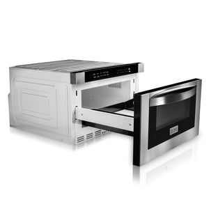 ZLINE 48" Kitchen Package with Stainless Steel Dual Fuel Range, Range Hood, Microwave Drawer and Tall Tub Dishwasher