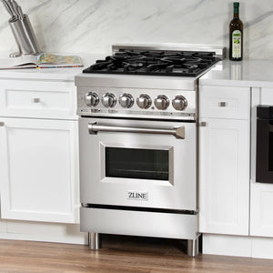 ZLINE 24" 2.8 cu. ft. Dual Fuel Range with Gas Stove and Electric Oven in Stainless Steel (RA24)