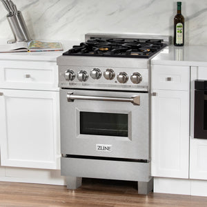 ZLINE 24" 2.8 cu. ft. Range with Gas Stove and Gas Oven in Fingerprint Resistant Stainless Steel with Brass Burners (RGS-SN-BR-24)