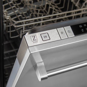 ZLINE 18 in. Compact Stainless Steel Top Control Dishwasher with Stainless Steel Tub and Traditional Style Handle, 52dBa