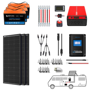 ACOPOWER - Lithium Battery Mono Solar Power Complete System with Battery and Inverter for RV Boat 12V Off Grid Kit