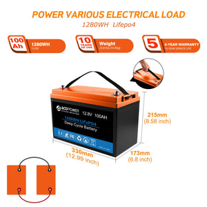 ACOPOWER - Lithium Battery Mono Solar Power Complete System with Battery and Inverter for RV Boat 12V Off Grid Kit