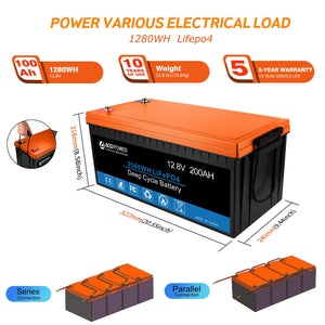 ACOPOWER - Lithium Battery Mono Solar Power Complete System with Battery and Inverter for RV Boat 12V Off Grid Kit