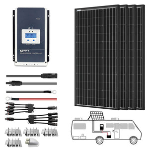 ACOPOWER - 800 Watt Monocrystalline Solar RV Kit w/60A MPPT Charge Controller (4x200W 60A Kit)