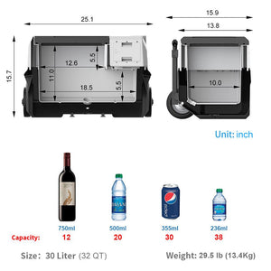 ACOPOWER - LionCooler X30A Combo, 32 Quarts Solar Freezer & Extra 173Wh Battery (2 Batteries)