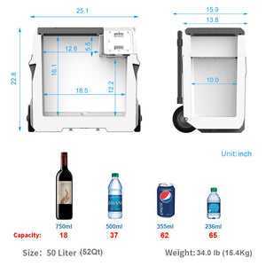 ACOPOWER - LiONCooler Combo, X50A Portable Solar Fridge/Freezer (52 Quarts) and 90W Solar Panel