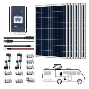 ACOPOWER - 8x100W 12V  Poly Solar RV Kits, 60A MPPT Charge Controller (800W 60A)